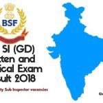 BSF SI Physical and Written Exam result 2018
