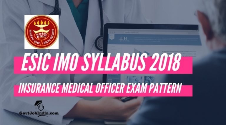 ESIC Insurance Medial Officer Syllabus Download PDF